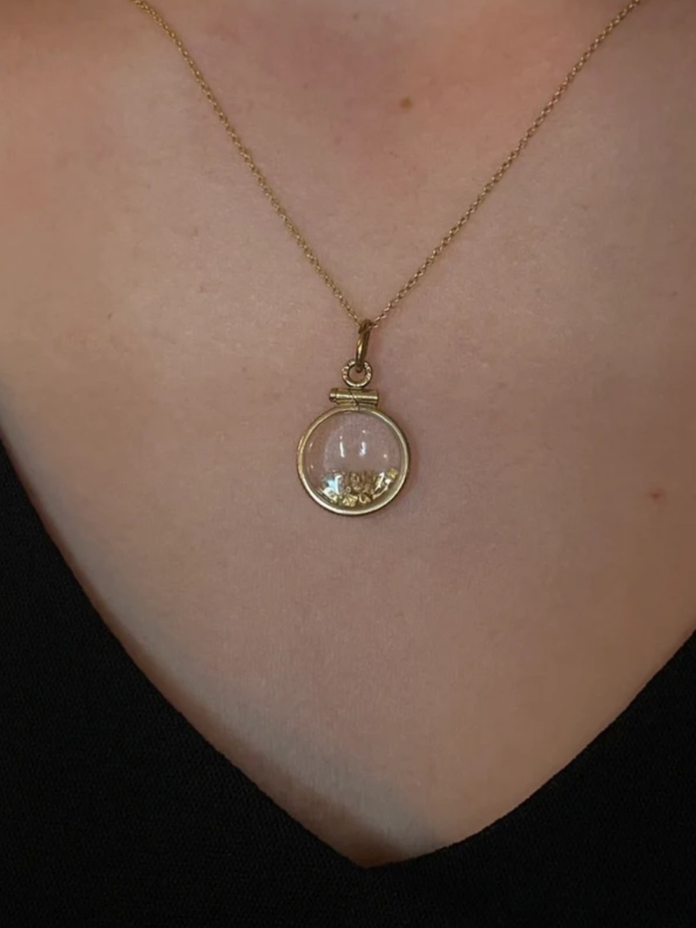 Vintage Gold Filled Minors Gold Gold Flake Globe Pendant Necklace